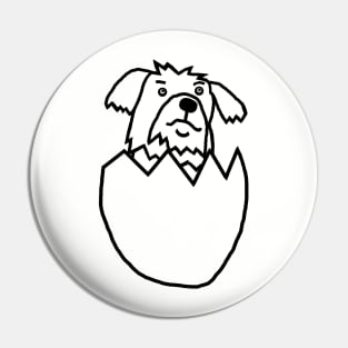 Puppy Hatching from Easter Egg Outline Pin