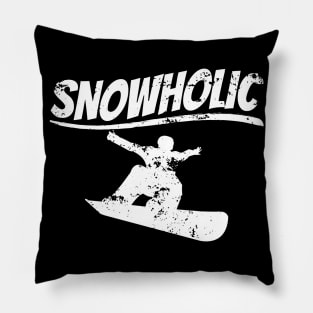 Snowboard Snowholic Winter Mountains Snow Gift Pillow