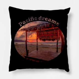 Sunset Tiki Hut a Pacific Dream Pillow