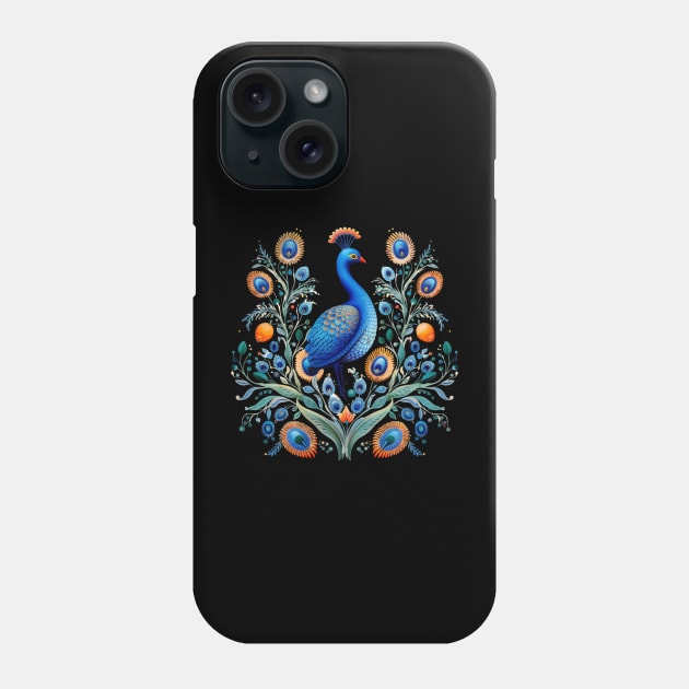 A Cute Peacock Scandinavian Art Style Phone Case by Studio Red Koala