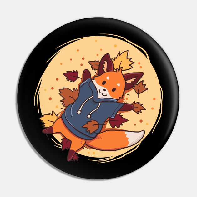 Cute Fox In Autumn Fox Forest Animal Pin by alcoshirts