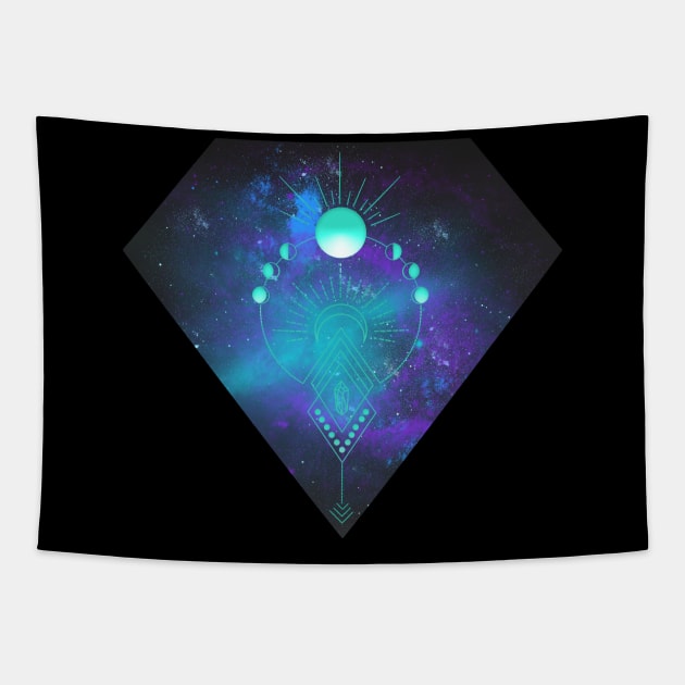 Divine Geometry Moon Phases Spirituality Tapestry by Foxxy Merch