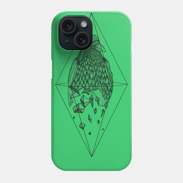 Geometric Crow in a diamond (tattoo style- Black and White version) Phone Case by beatrizxe