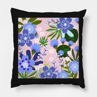 Forget-Me-Not Blooms_Millennial Pink Background Pillow