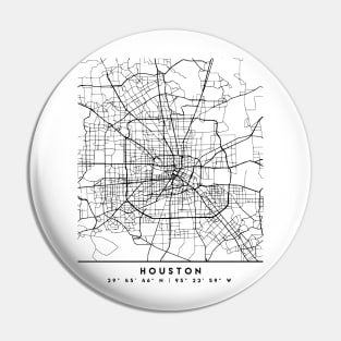 HOUSTON TEXAS BLACK CITY STREET MAP ART Pin