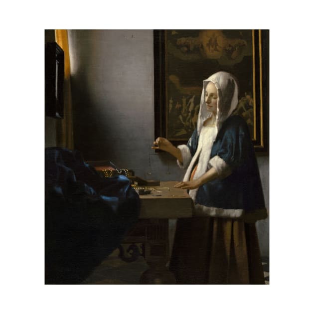 Woman Holding a Balance by Jan Vermeer by Classic Art Stall