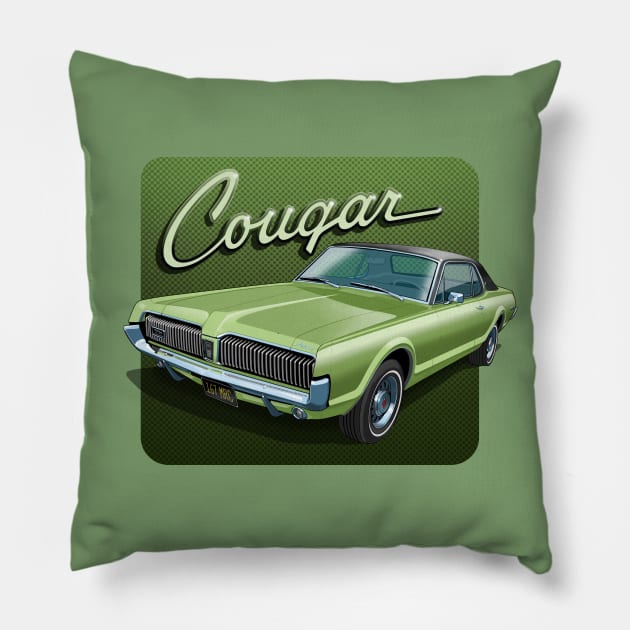 1967 Mercury Cougar in lime frost Pillow by candcretro