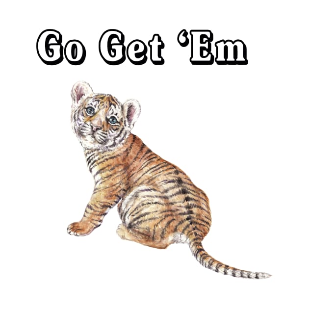 Go Get 'Em Tiger Watercolor Illustration by wanderinglaur