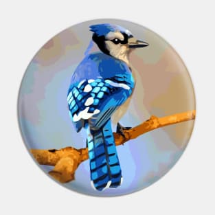 Blue Jay Digital Oil Painting Pin