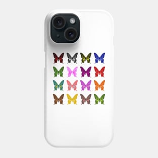 Butterfly collection in the style of a pinboard Phone Case