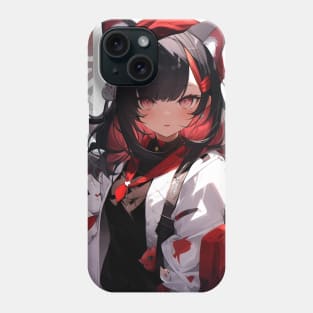 Aesthetic Anime Girl Red White Black | Quality Aesthetic Anime Design | Chibi Manga Anime Art Phone Case