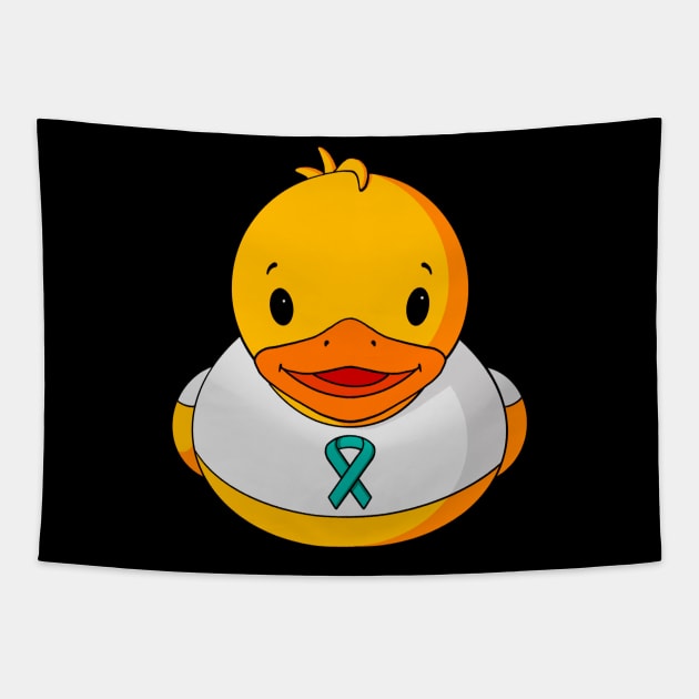 Ovarian Cancer Awareness Rubber Duck Tapestry by Alisha Ober Designs