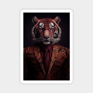 Adorable Tiger Wearing a Suit: Cute Wildlife Animals Magnet