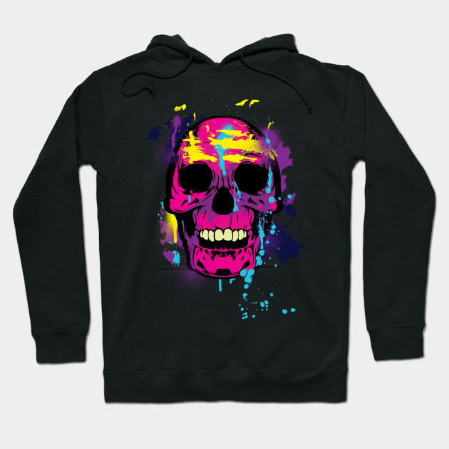 Skull Neon Spray Paint And Strokes Sugar Skull Hoodie Teepublic