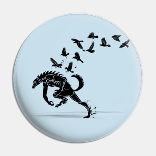 Werewolf Running from Ravens Pin