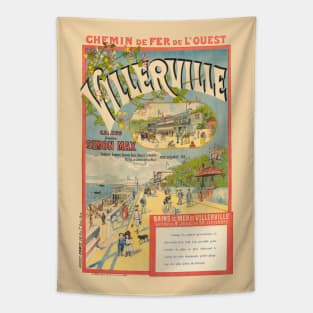 Villerville France Railroad Vintage Poster 1890 Tapestry