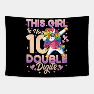 This Girl Is Now 10 Double Digits Dabbing Unicorn Birthday Tapestry