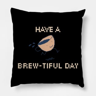 Have a Brew-tiful Day! 8-Bit Pixel Art Coffee Cup Pillow