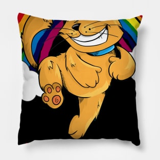 Puride Funny Cat Gay Pride Shirt for LGBTQ Community Pillow