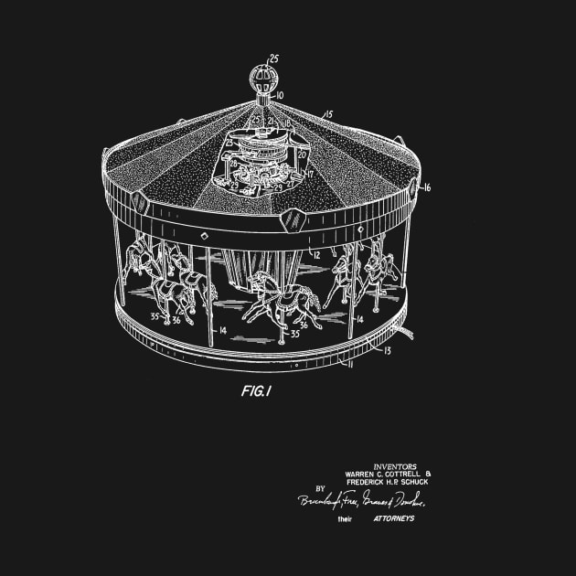 Carousel Vintage Patent Hand Drawing by TheYoungDesigns