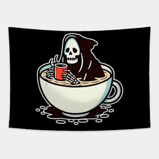 grim reaper soaking in coffee Tapestry