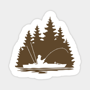 Kayak Fishing Lake Scene Silhouette Magnet