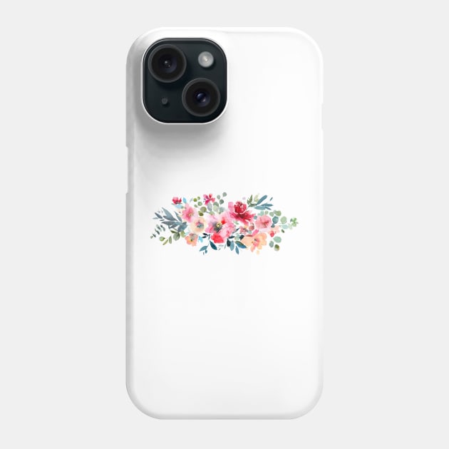 Red Ombre Watercolor Spring Flowers Phone Case by PixDezines