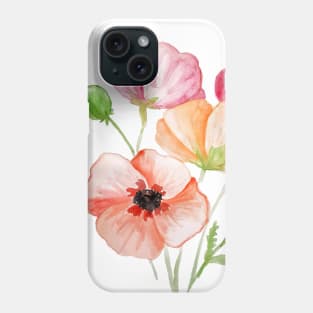Poppies watercolour Phone Case