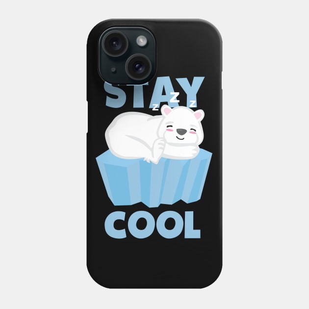 Stay Cool Polar Bear sleeping on an ice cube. Cute kawaii polar bear design Phone Case by Uncle Fred Design