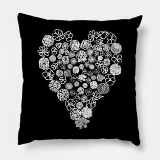 White Floral Heart of Flowers Mothers Day Pillow