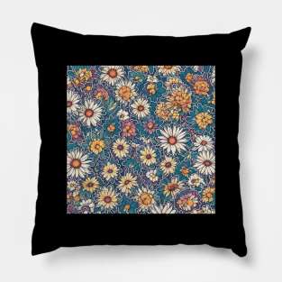 Daisies Minimalist Flora Vintage Retro Since Pillow