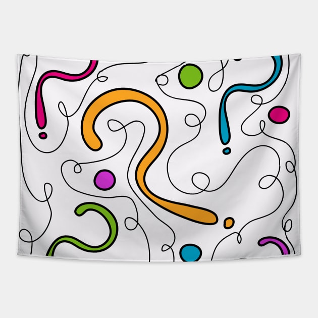 Confused Question Mark Pattern Tapestry by HeartFavoriteDesigns