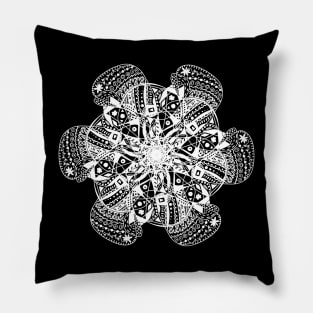 Trendy stylish white color print mandala. Hand drawn illustration. Posters and Art Prints Pillow