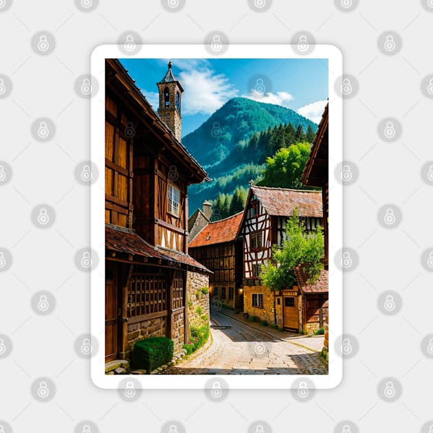 Gorgeous German Towne in the Middle Ages Magnet by CursedContent