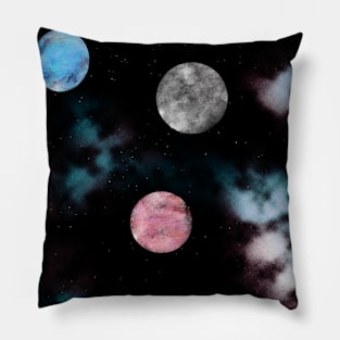 3 Planets In Space Pillow