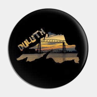 Lake Superior Outline (Duluth's Aerial Lift Bridge at Sunrise) Pin