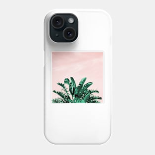 Turquoise Banana Leaves, pink sky Phone Case