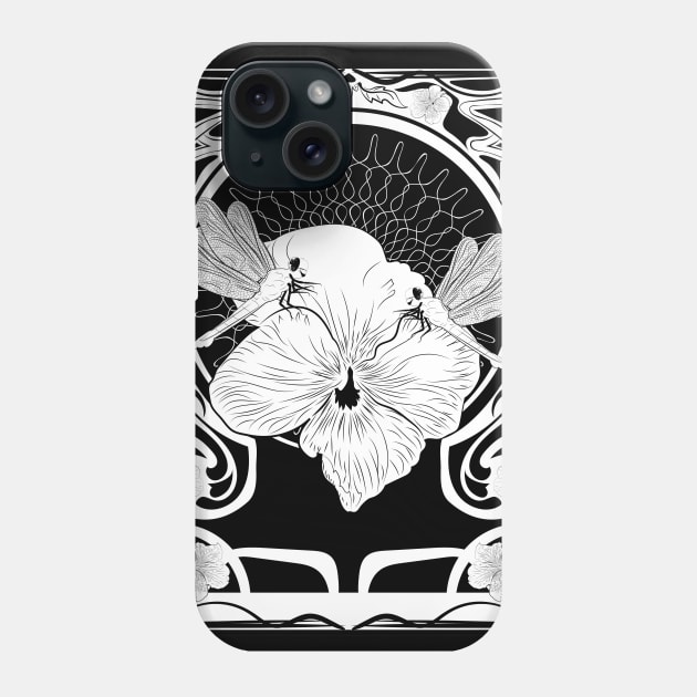 Dragonfly art nouveau frame Phone Case by AnnArtshock