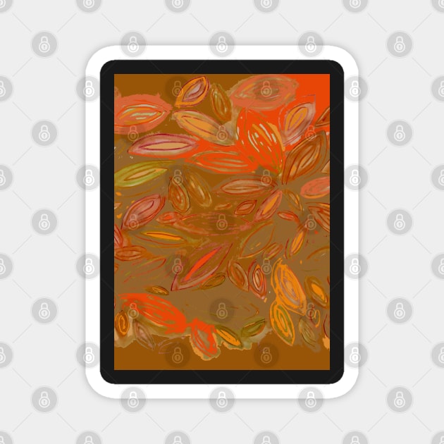 Autumn Watercolor Leafishness, brown orange fall leaves Magnet by djrunnels