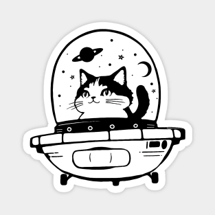 Cute Kawaii Black Cat in UFO Magnet