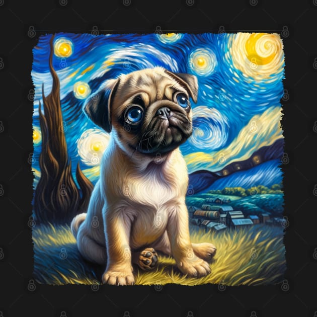 Starry Pug Portrait - Dog Portrait by starry_night