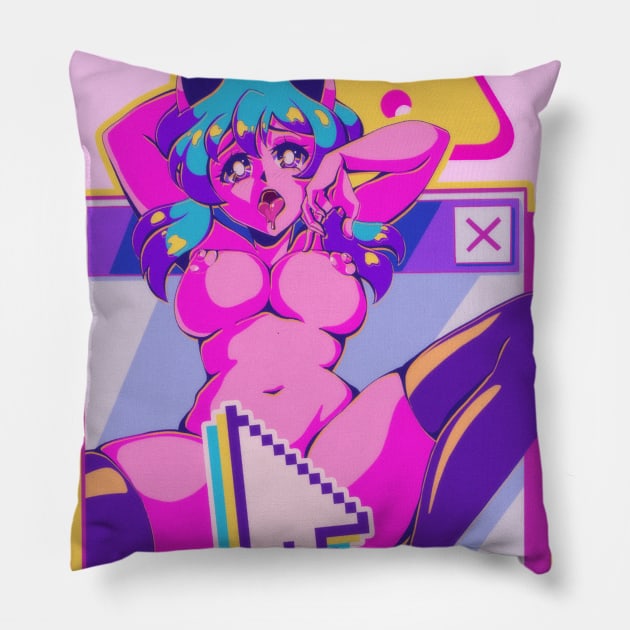 c l i c k b a i t Pillow by Mikesgarbageart