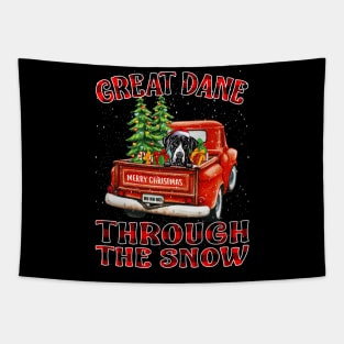 Christmas Great Dane Through The Snow Dog Santa Truck Tree Tapestry