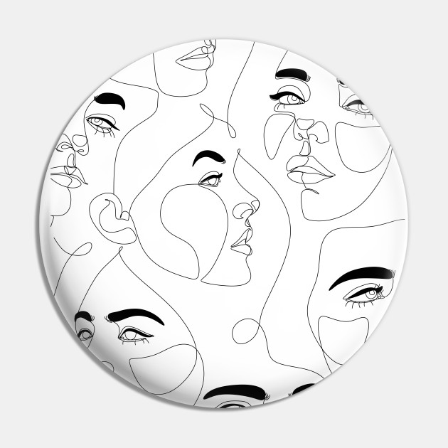 Woman Faces One Line Drawing Lineart Pin Teepublic
