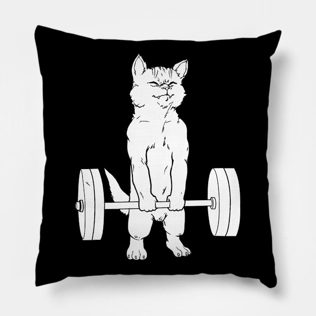 Cat Powerlifting Funny Pillow by QUYNH SOCIU