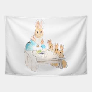 Mother Rabbit and 3 little rabbits Beatrix Potter Tapestry