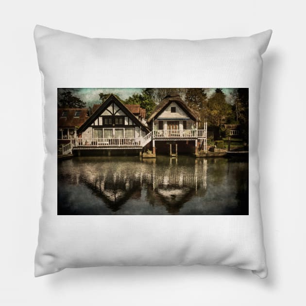 Boathouses at Goring on Thames Pillow by IanWL