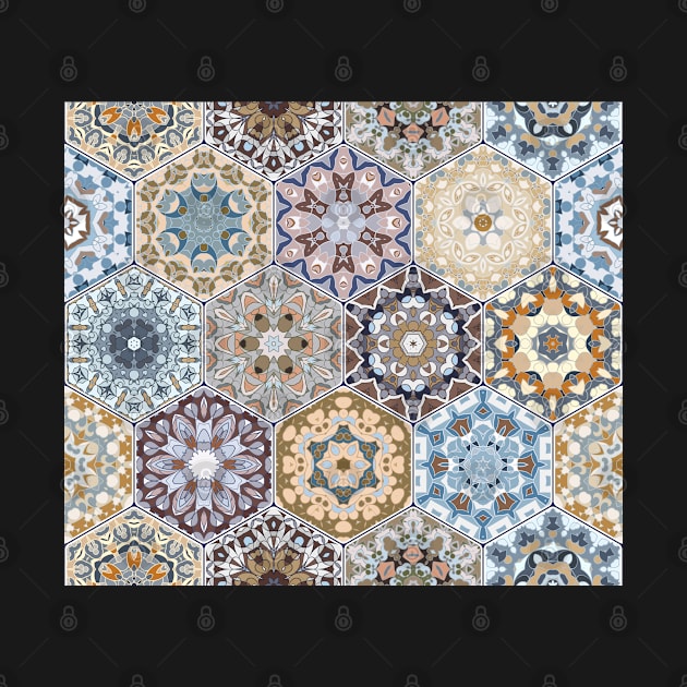 Hexagonal Oriental and ethnic motifs in patterns. by IrinaGuArt