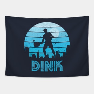 Retro Sunset Pickleball Dink Tapestry