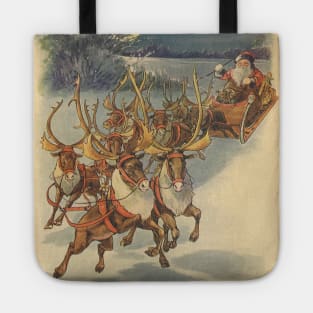 Victorian Christmas Santa Claus with Reindeer Tote